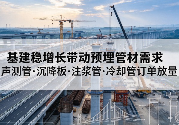 太白基建稳增长带动预埋监测管材需求，声测管、沉降板、注浆管订单持续放量